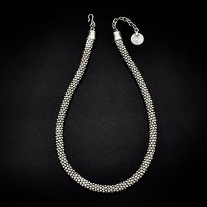 Pewter Rope Necklace With Hanging Coin Closure NWT